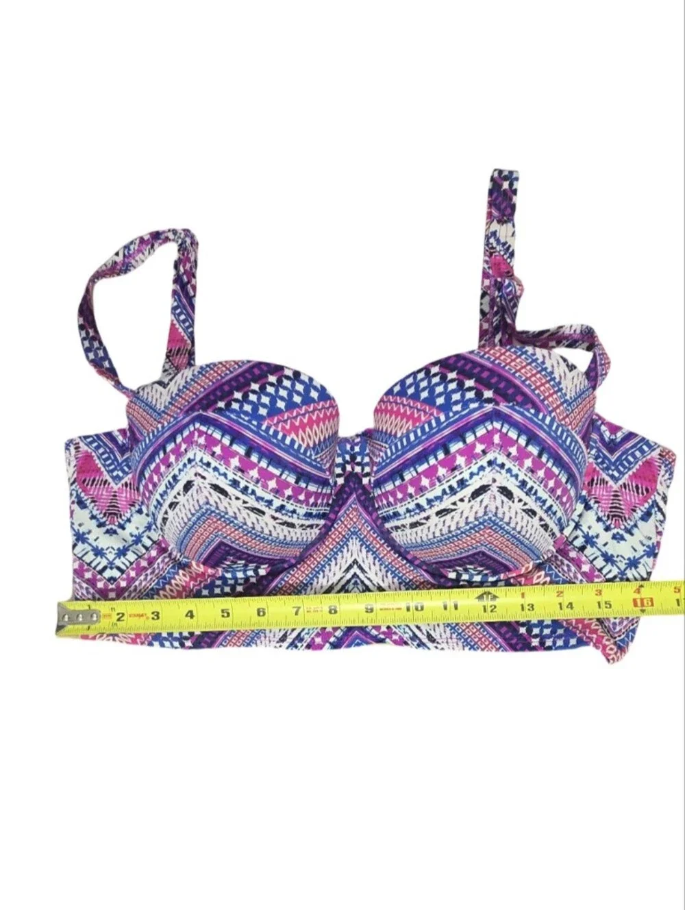 Torrid Purple Pink Blue Geo-Print Bikini Top Geometric Push Up Festival Swim - Picture 7 of 9